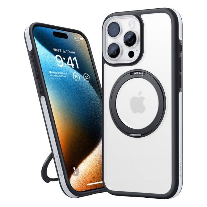 Ovitek Torras Ostand R Fusion za iPhone 16 Pro (črn) 5
