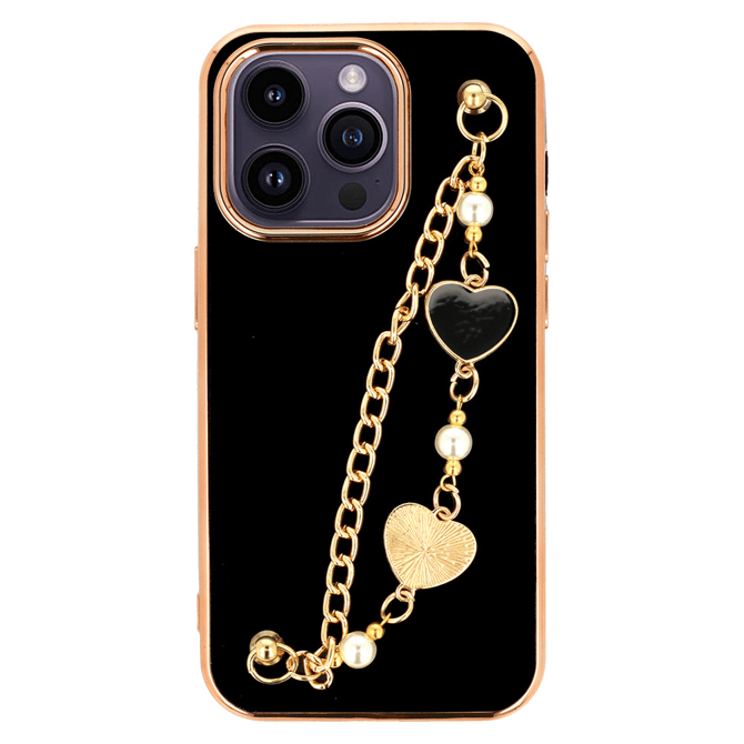 Trendy silikonski ovitek z zapestnico za Samsung Galaxy S20 FE G780 - črn s srčki 2