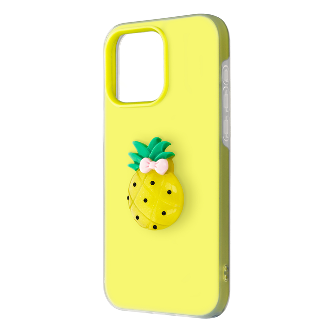 Ovitki za telefon Onasi Tutti Frutti 2v1 za Samsung Galaxy A17, dvoslojni silikonski, rumen, frosted efekt, 3D sadni motiv 3