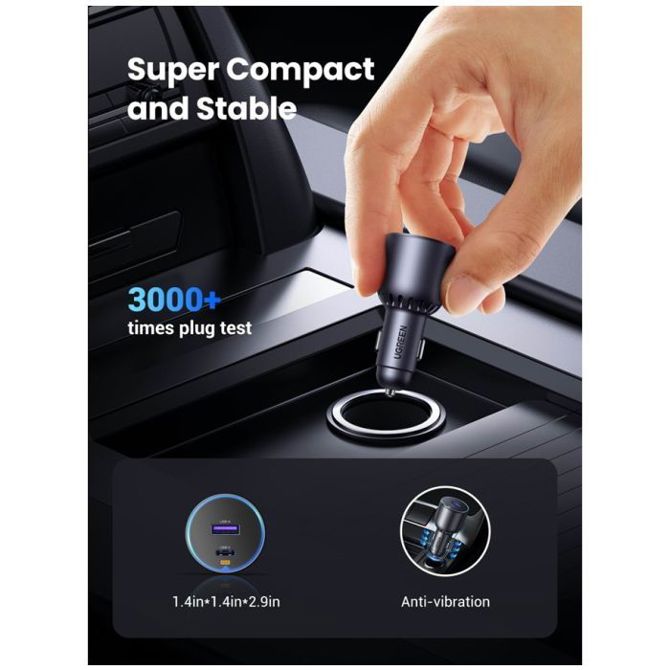Ugreen 63W USB, USB-C avto polnilec 3