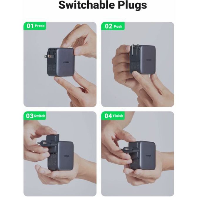 Polnilec Ugreen Nexode 65W USB A + USB C GaN II PD 3.0 5