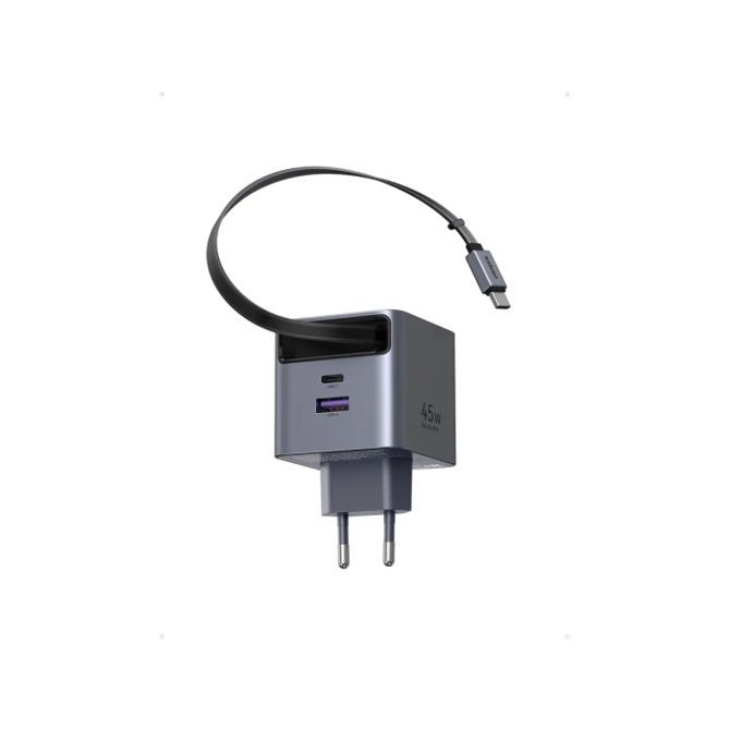 Polnilec Ugreen Retractable 45W GaN USB-C 3