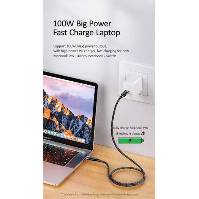 USAMS podatkovni kabel SJ400 U31 Type C na Type C črn 2