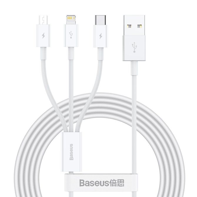 USB kabel 3v1 Baseus Superior Series, USB na mikro USB / USB-C / Lightning, 3,5 A, 1,2 m (bel) 2