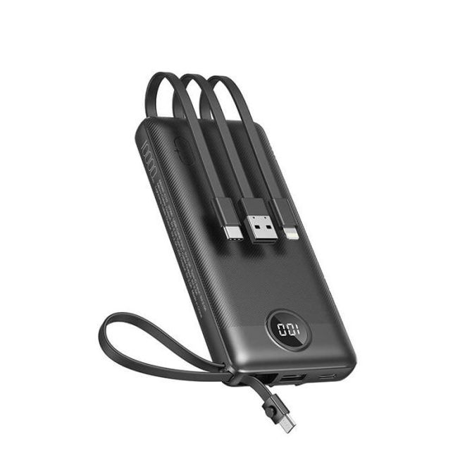 VEGER prenosna baterija z vgrajenimi kabli C10 10000 mAh, črna 3