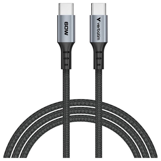 Podatkovni kabel Verbatim Sync & Charge USB-C na USB-C, 60W, hitro polnjenje, najlonski, 1,2 m 3