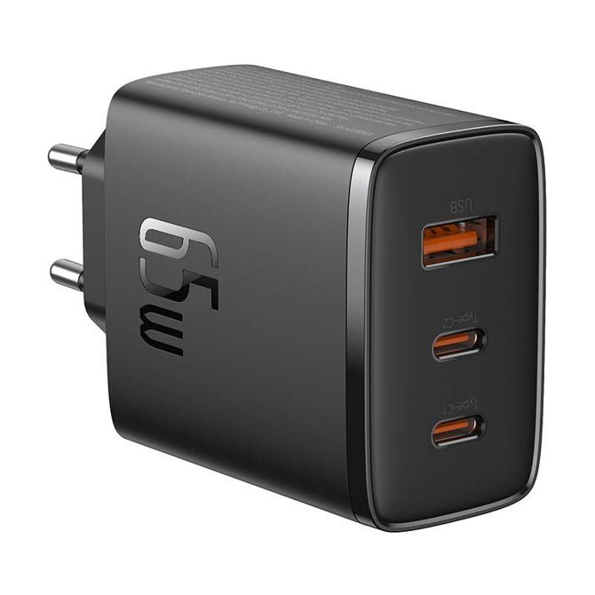 Stenski polnilec Baseus OS-Cube Pro 2xUSB-C + USB, 65W (črn) 5
