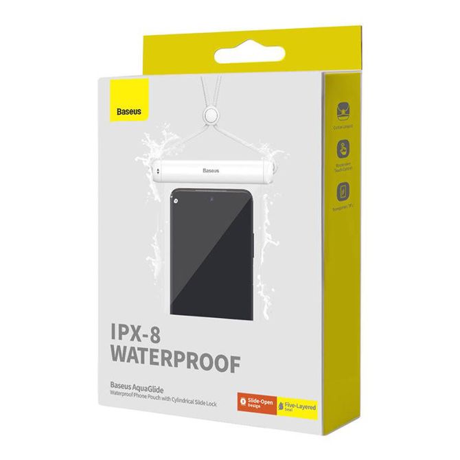 Vodoodporna torbica za telefon Baseus AquaGlide with Cylindrical Slide Lock (bela) 6
