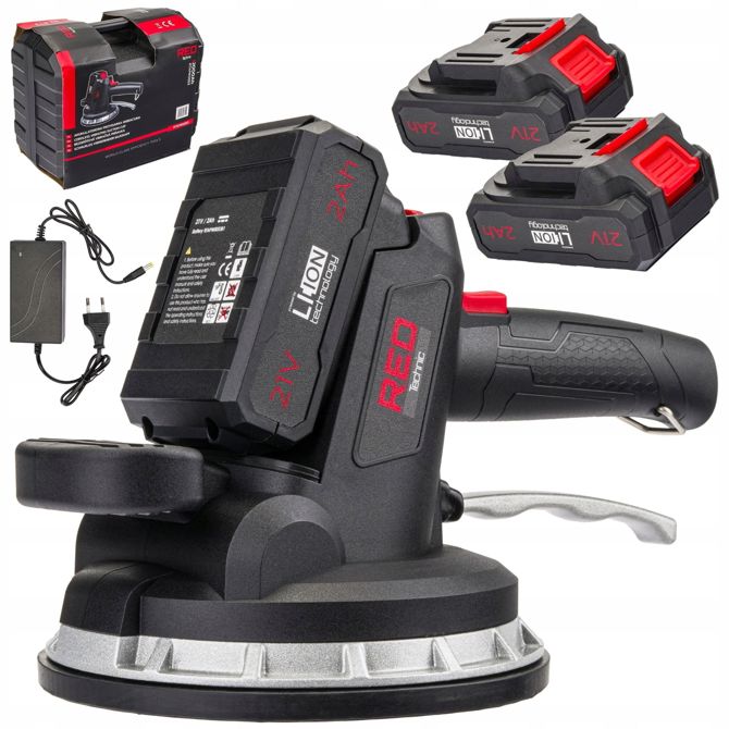 Vakuumska akumulatorska vibracijska plošča Red Technic za polaganje keramike 2x2Ah 180mm 21 V
