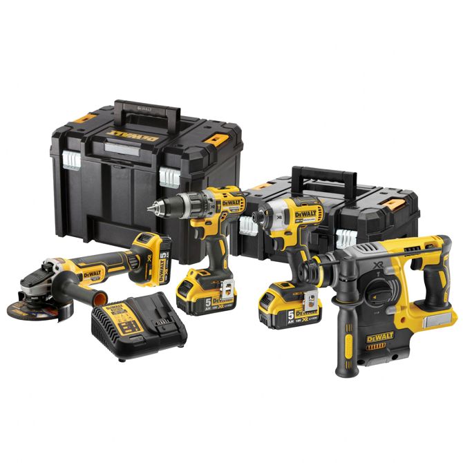 4-DELNI SET ORODJA 18 V, 3X 5,0 Ah BATERIJE DCG405+DCH273+DCD796+DCF887 Dewalt DCK422P3