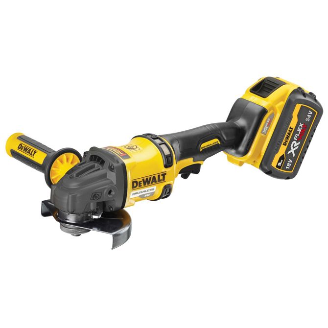 Akumulatorski kotni brusilnik Dewalt DCG418X2, 54V XR FlexVolt, 125 mm, brezkrtačni motor, 9000 obr/min, 2x 9,0 Ah, TSTAK kovček