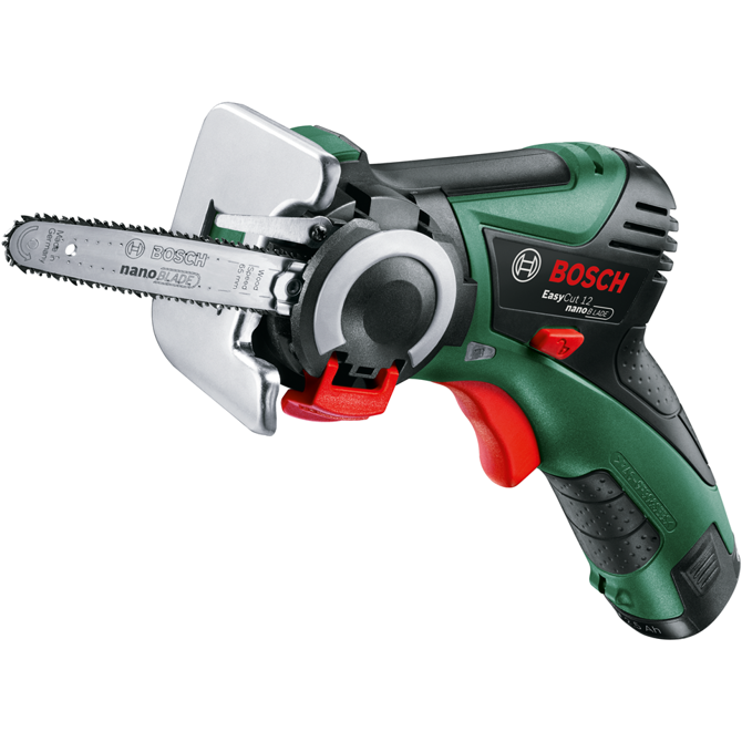 Akumulatorska verižna žaga Bosch NanoBlade EasyCut 12, 12V, 2,0 Ah litij-ionska baterija, zamenjava verige brez orodja, dolžina meča 6,5 cm