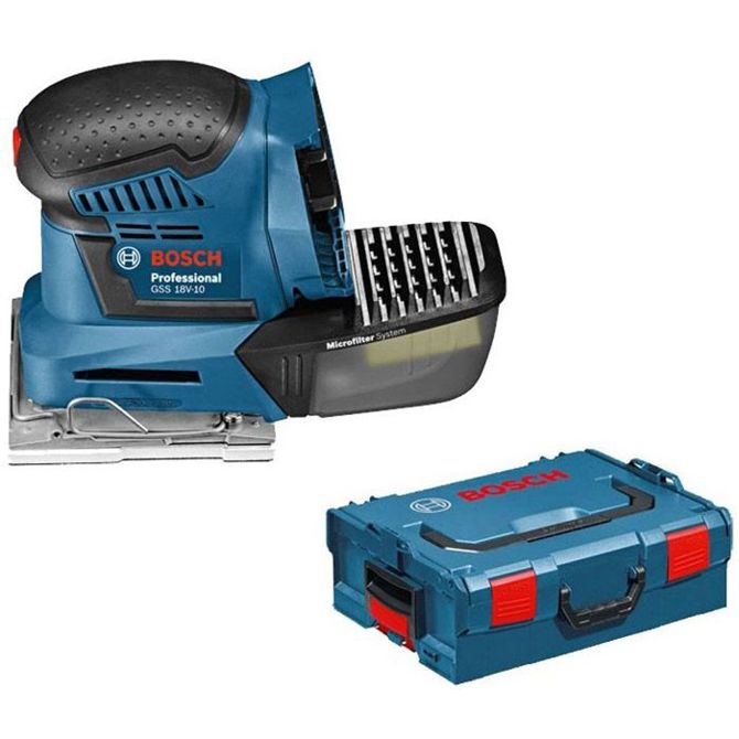 Akumulatorski orbitalni brusilnik Bosch GSS 18V-10 Professional, brez baterije in polnilca, v kovčku, modra