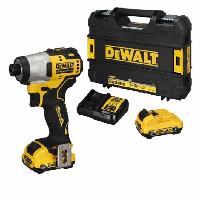 Akumulatorski udarni vijačnik DeWalt DCF801D2 12 V, 1/4 (rumen/črn, 2x litij-ionska baterija 2,0 Ah, v škatli T STAK)