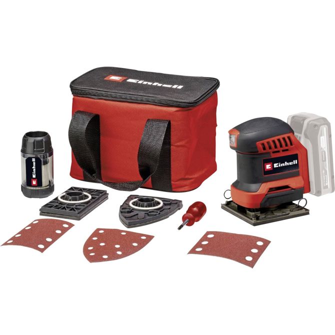 Akumulatorski ročni brusilnik Einhell Power X-Change TE-OS 18/113 3X Li-Solo, 18V, brez baterije in polnilca + torbo, rdeča/črna