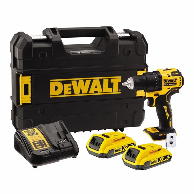 Akumulatorski vrtalnik/vijačnik DeWalt  DCD708D2T, 18 V (rumen/črn, 2x litij-ionska baterija 2,0 Ah, v škatli TSTAK)