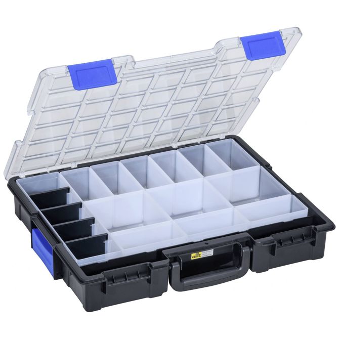 Allit EuroPlus Pro K44.76/19 sortirni kovček (D x Š x V) 440 x 355 x 76 mm število predalov: 17   Vsebina, količina, vsebina količinskih enot na prodajno enoto 1 kos
