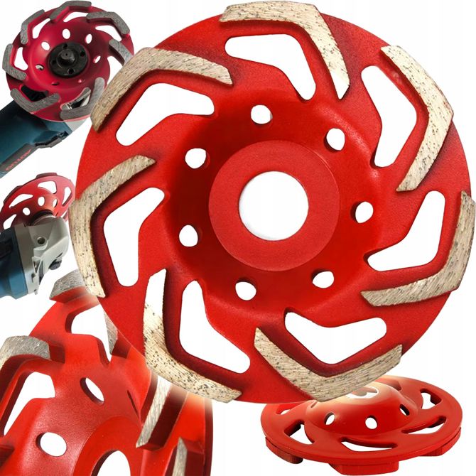 Diamantna segmentna plošča za strojno brušenje betona Dexxer Renew Force TURBO RED L 600, 125 mm, 7 segmentov, 6 mm diamantna plast