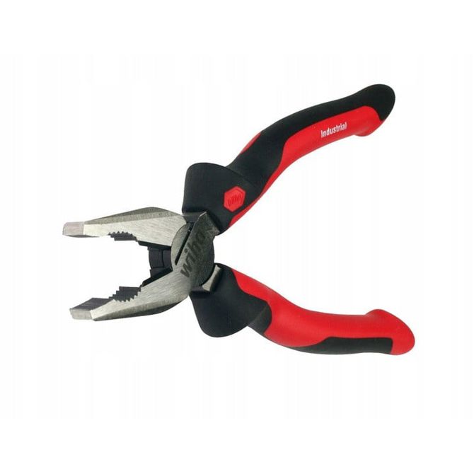 Industrijske kombinirane klešče Wiha, 180 mm (črne/rdeče, z DynamicJoint in OptiGrip, ekstra dolg rezalni rob)