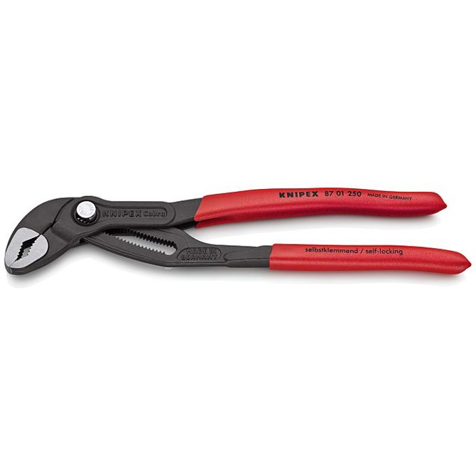 Klešče za cevi/vodne črpalke Knipex Cobra 87 01 250, 250 mm (črne/rdeče, klešče za vodne črpalke, 25-smerno nastavljive)
