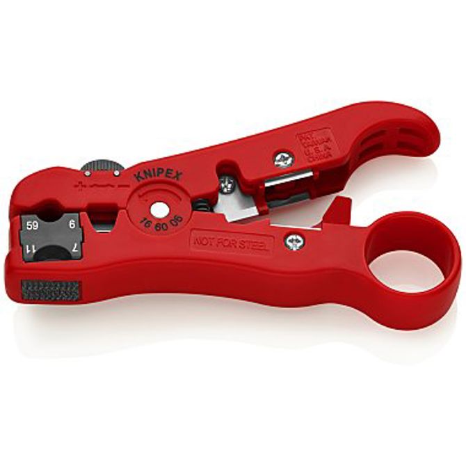 Klešče za luščenje koaksialnih kablov Knipex 16 60 08 SB, rdeča