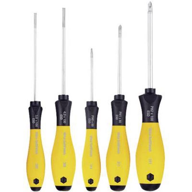 Komplet izvijačev Wiha  SoftFinish ESD, 5-delni (rumen/črn)