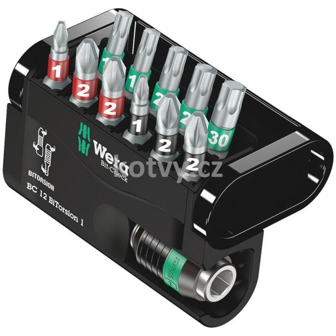 Komplet nasadnih ključev/nastavkov/svedrov Wera Bit-Check 12 BiTorsion 1 (vklj. s plastičnim držalom, nastavljiv)