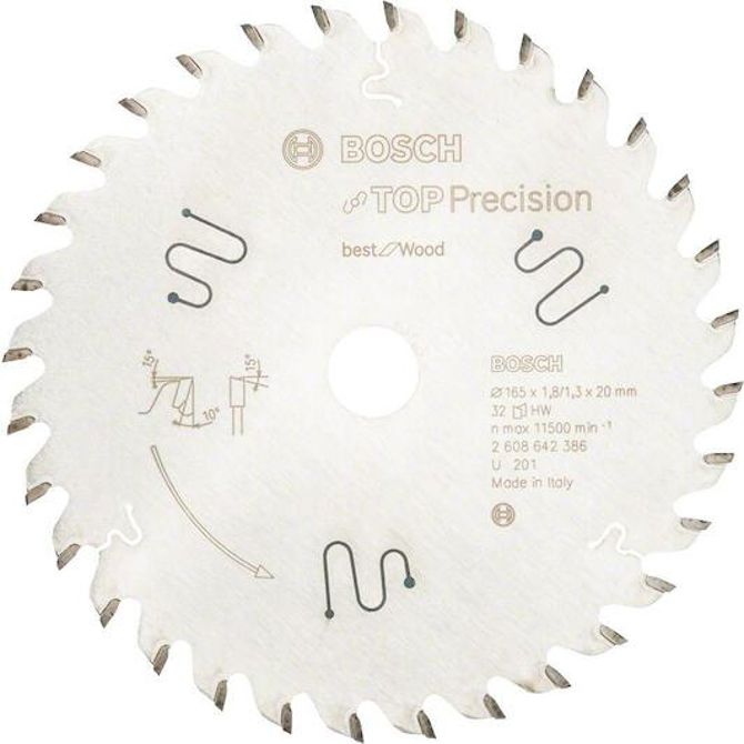 List krožne žage Bosch Best for Wood, Ø 165 mm, 32 zob (izvrtina 20 mm, za ročne krožne žage)