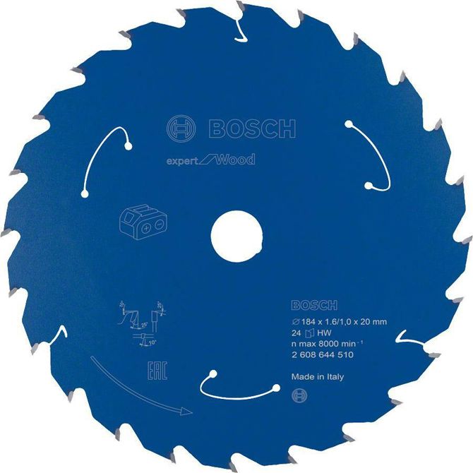 List krožne žage Bosch EXPERT Wood, Ø 184 mm, 24 zob (izvrtina 20 mm, za akumulatorske krožne žage)