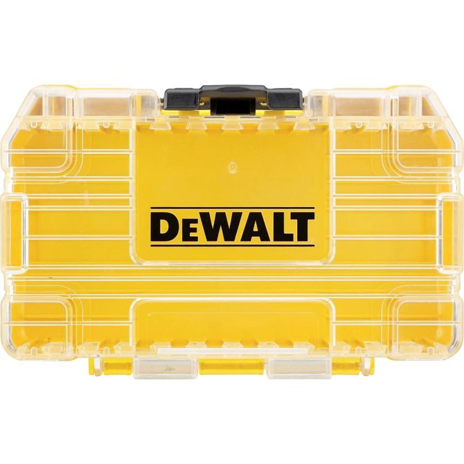 Majhen kovček TOUGHCASE™ s stresalnikom in držalom za 25 mm in 57 mm vijačne nastavke, prazen za ponovno polnjenje. DEWALT DT70801-QZ  škatla brez orodja  rumena