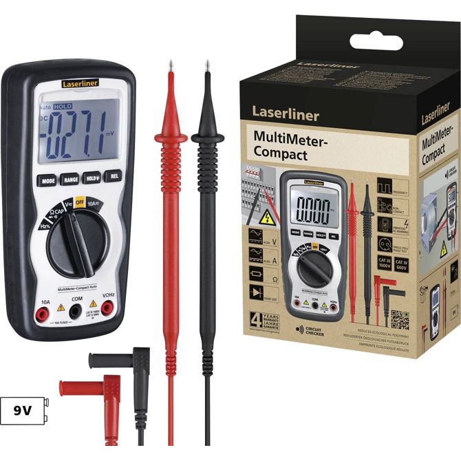 Profesionalni multimeter z vsemi funkcijami za natančne električne meritve - Uporaba recikliranega materiala za trajnost Laserliner MultiMeter-Compact ročni multimeter