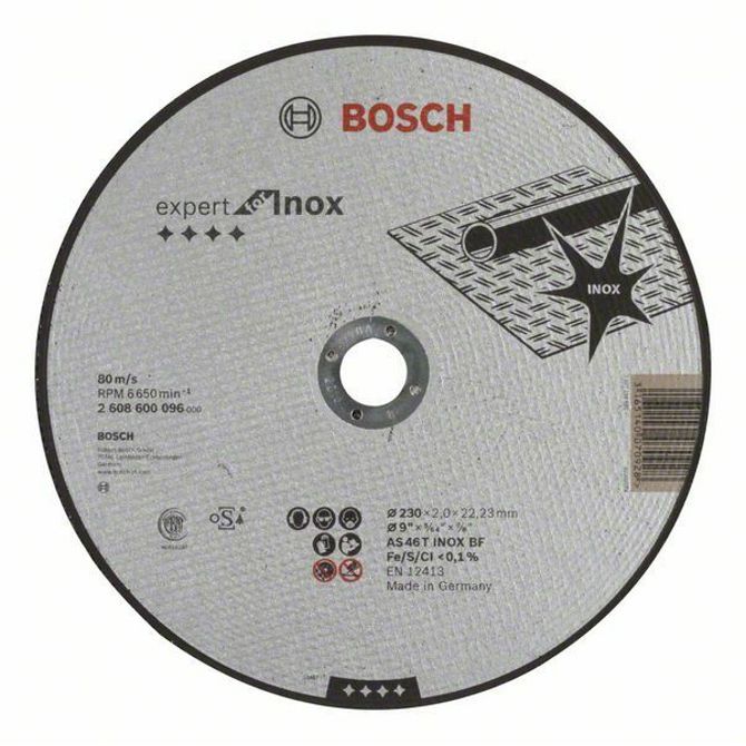 Rezalna plošča Bosch PRO 230 mm INOX ravna, izvrtina 22,23 mm, brez železa in žvepla