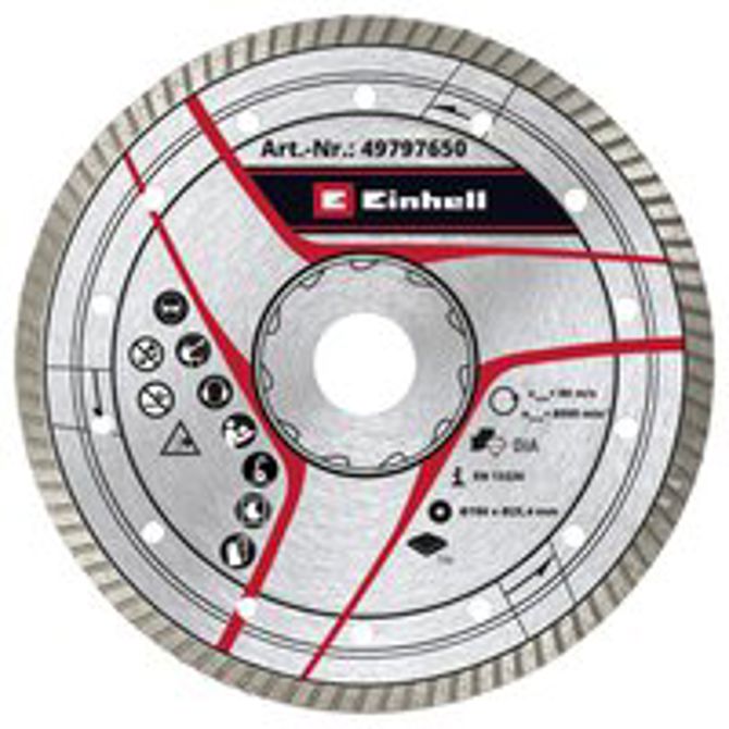 Rezalna plošča Einhell Turbo Ø 180 mm, 25,4 mm odprtina, za ploščice/marmor/kamen, max. 8500 vrt/min