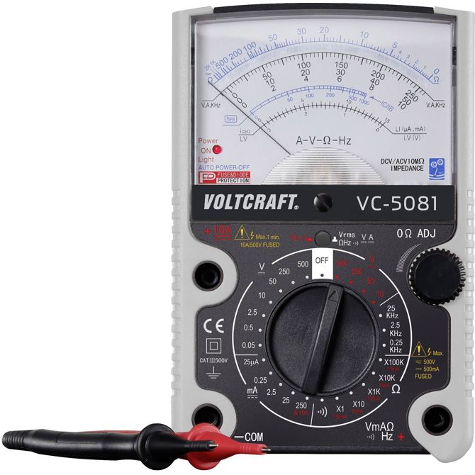 Ročni analogni multimeter VOLTCRAFT VC-5081, kalibracija narejena po: delovnih standardih CAT III 500 V