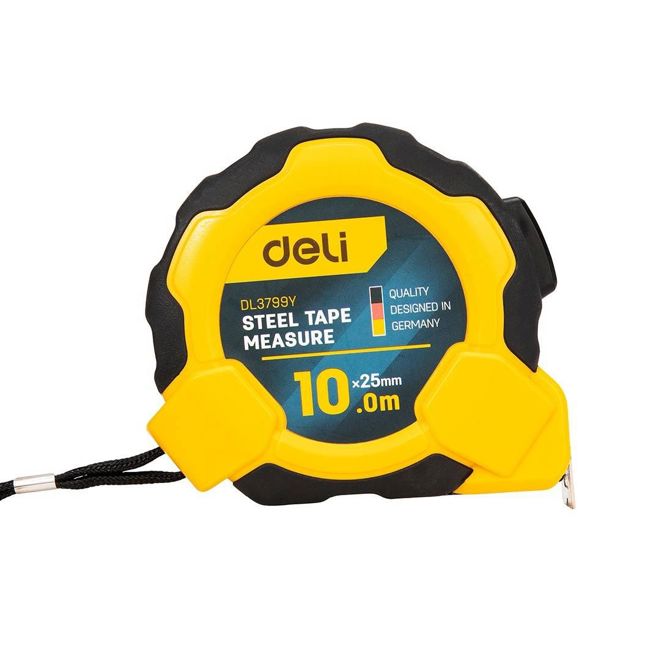 Jekleni merilni trak 10m/25mm Deli Tools EDL3799Y (rumen)
