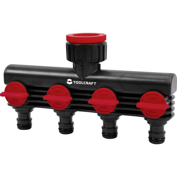 TOOLCRAFT 2302371  plastika 4-delni razdelilnik 26,44 mm (3/4'') AG, 33,25 mm (1'') AG zapora vode, z regulacijskim ventilom