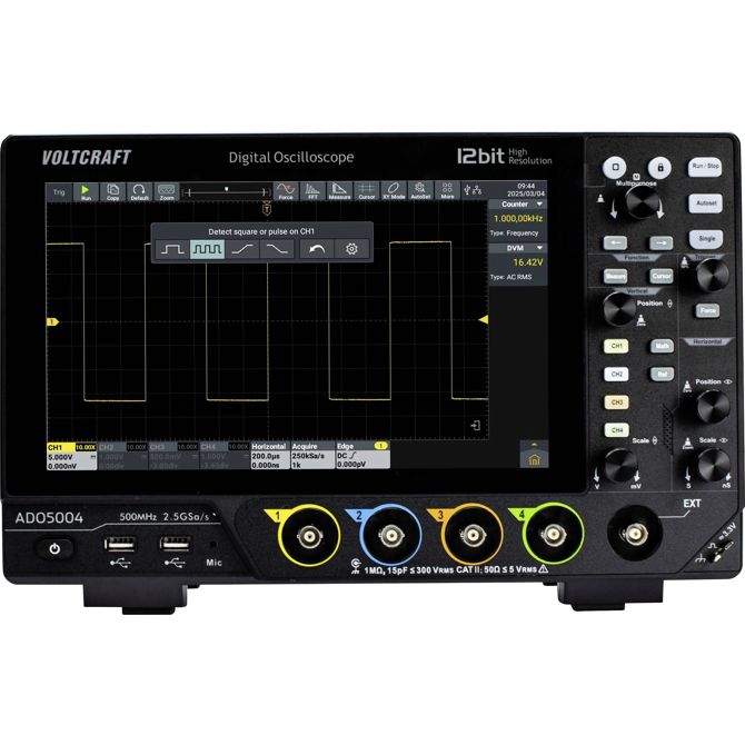 Digitalni osciloskop VOLTCRAFT ADO-5004   500 MHz  2.5 GSa/s 250 Mpts 12 Bit digitalni osciloskop (dso) 1 kos