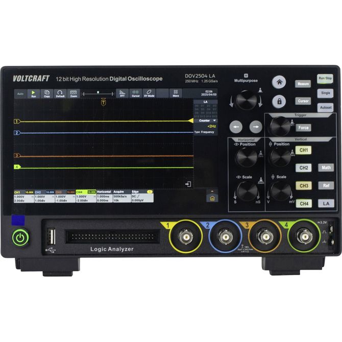 Digitalni osciloskop Voltcraft DOV2504 LA 250 MHz 4-kanalni 1.25 GSa/s 100 Mpts 12 Bit