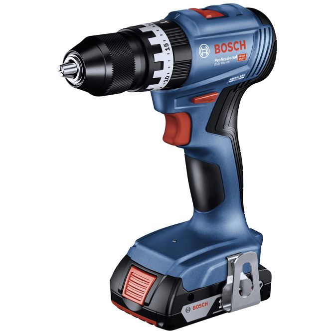 Akumulatorski udarni vijačnik Bosch GSB 18V-45 Professional, 2x Li-Ion baterija 2,0Ah, 82-delni pribor, v kovčku, modra/črna 3