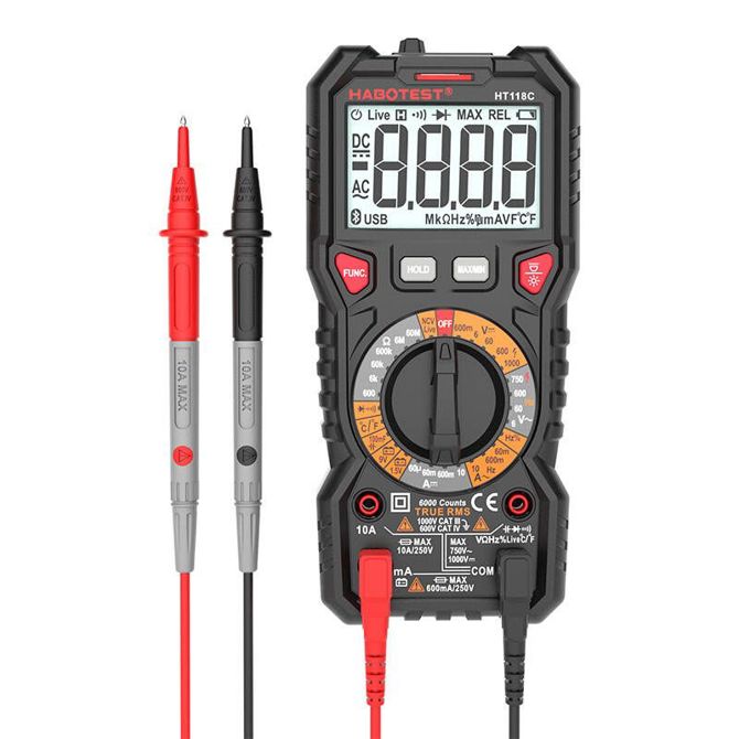 Digitalni multimeter s svetilko Habotest HT118C, True RMS, NCV, testiranje baterije 3