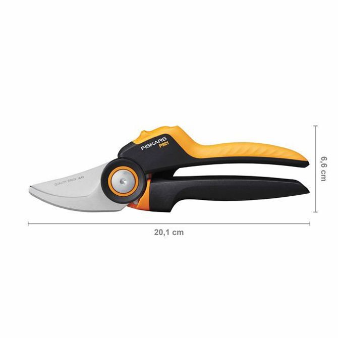 Ročne vrtne škarje Fiskars PowerGear M P921, bypass rezilo, rez do 24 mm, utrjeno jeklo, ergonomski FiberComp ročaji 4