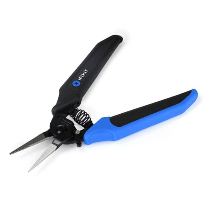Klešče z ozkim nosom iFixit Mandible  (črne/modre, z odpiralno vzmetjo) 2