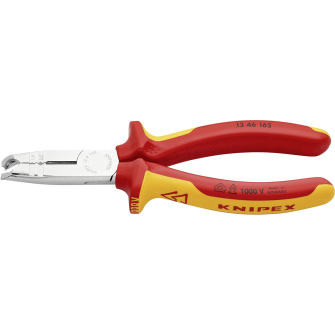 Klešče za odstranjevanje izolacije Knipex VDE 1346165 (rdeče/rumene, s stranskimi rezalniki) 2