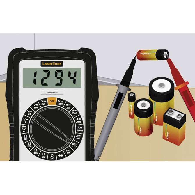 Kompakten univerzalni multimeter za vsa običajna merilna opravila v gospodinjstvu in hobiju – uporaba recikliranega materiala za trajnost Laserliner MultiMeter ročni multimeter 6