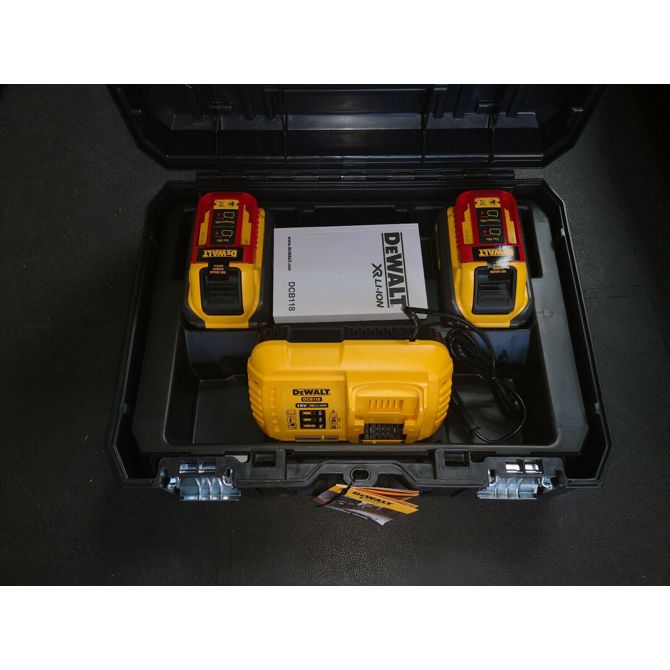 Komplet baterij DeWalt XR FLEXVOLT, 2 bateriji (črna/rumena, hitri polnilnik, 2 bateriji, T STAK-Box II, torbica za prenašanje baterije) 2