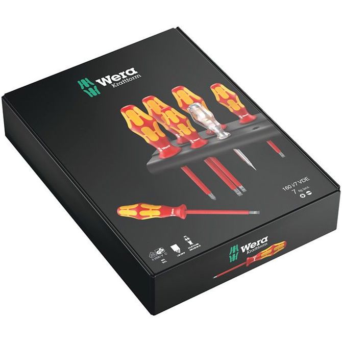Komplet izvijačev Wera 160i/7 (rdeč/rumen, KraftformPlus, Lasertip, tester napetosti) 2
