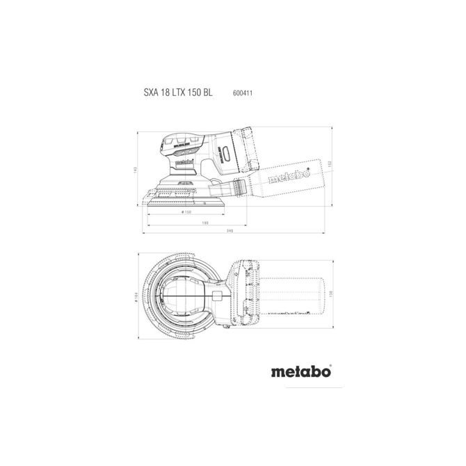 Akumulatorski ekscentrični brusilnik Metabo 600411840, brezkrtačni motor, Ø 150 mm, 18 V, vključen kovček, brez baterije in polnilnika 6
