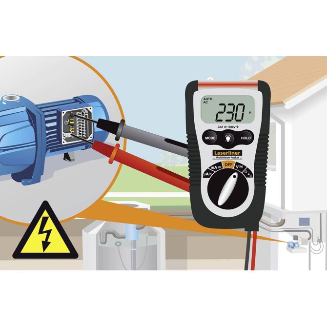 Univerzalni multimeter s popolnoma zaščiteno zasnovo za meritve na celotni gradbeni inštalaciji - uporaba recikliranega materiala Laserliner MultiMeter-Pocket ročni multimeter 3