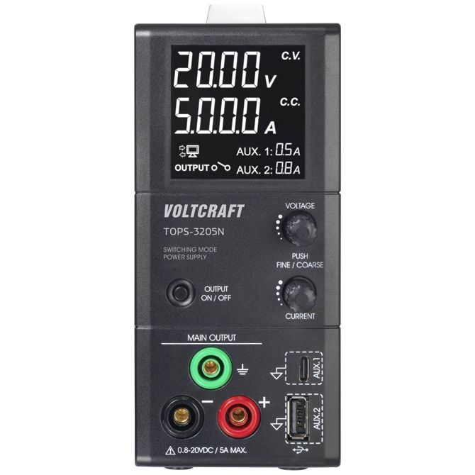 Laboratorijski napajalnik Voltcraft TOPS-3205N, nastavljivost 0.8 - 20 V/DC 0.1 - 5 A, 100W 3