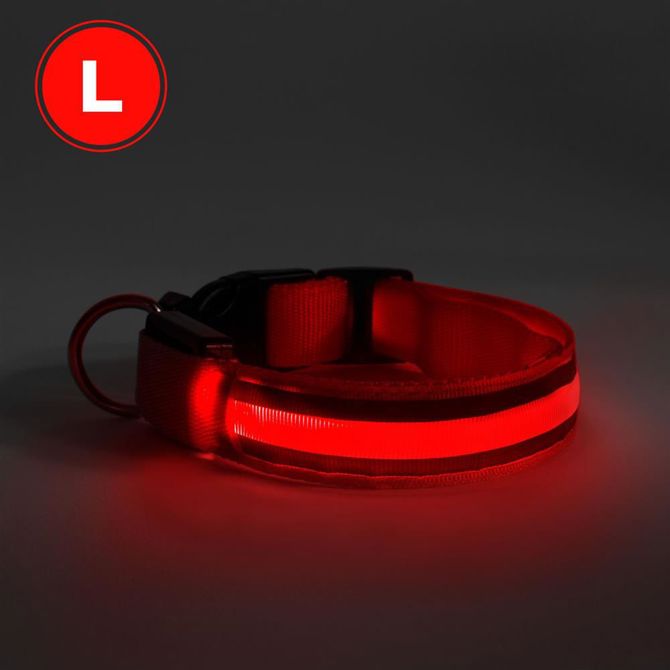 Yummie ovratnica z LED osvetlitvijo - USB z baterijo - velikost L (52cm) - rdeča